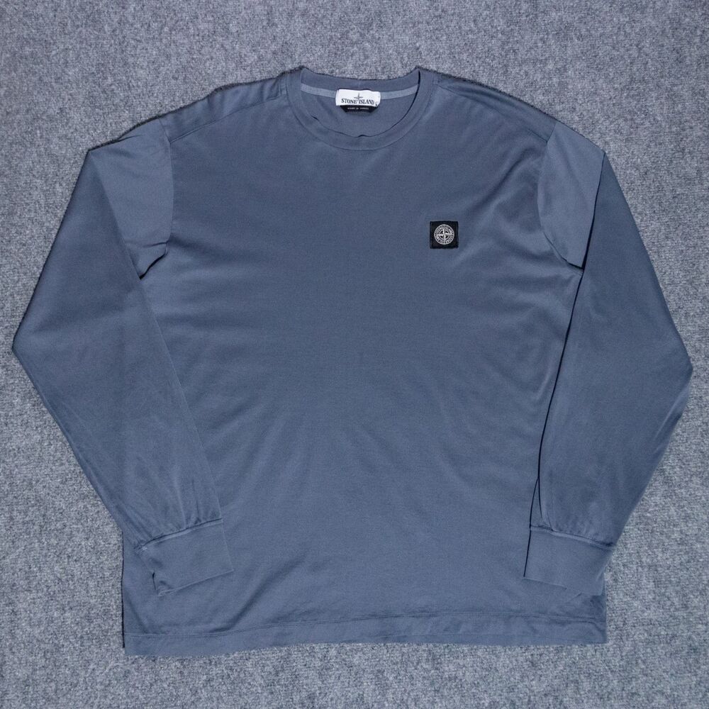 Stone Island Compass Patch Long Sleeve Cotton T-Shirt Gray Men's 3XL (24.5x30)